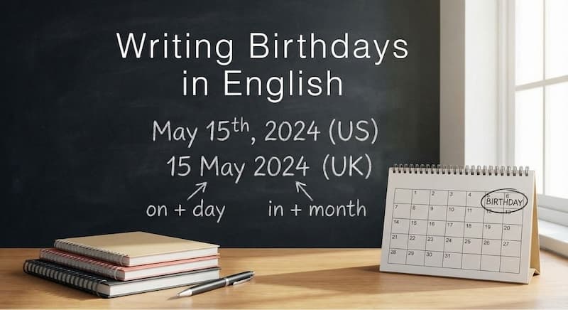 英語で誕生日の日付を正しく書けますか?アメリカ式・イギリス式の違いと前置詞(on/in)完全解説