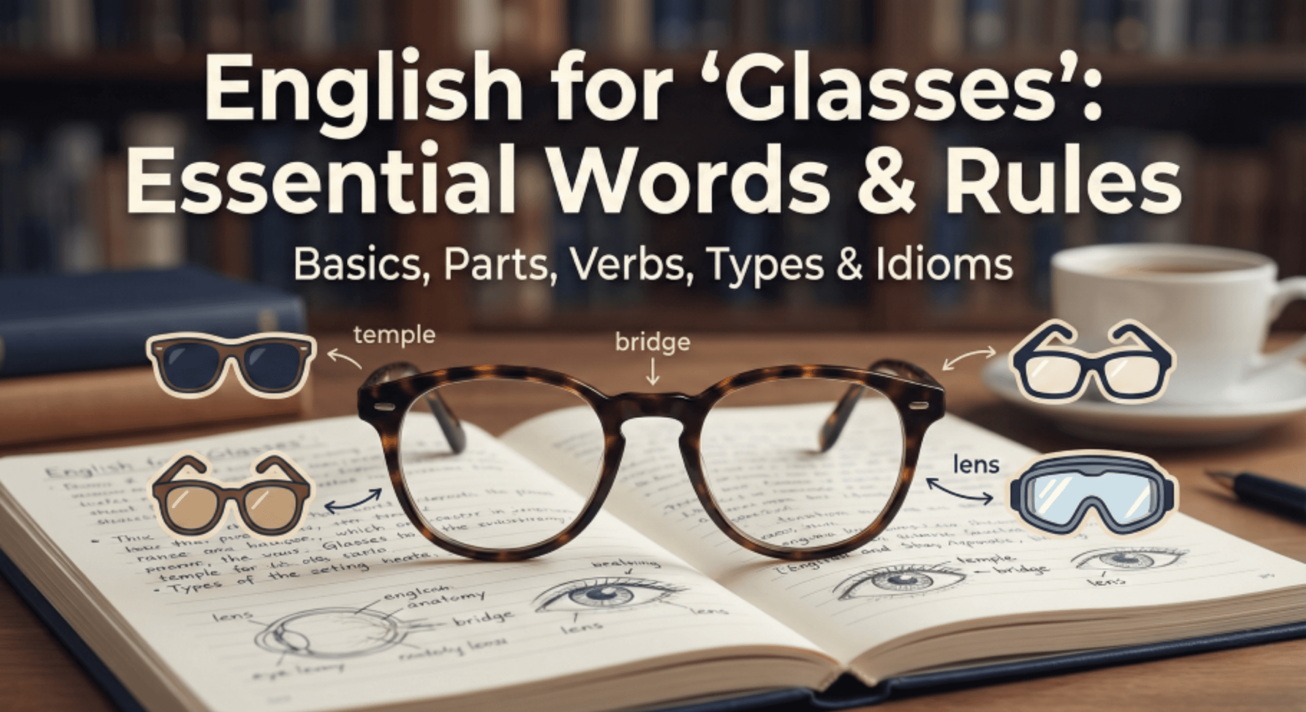 メガネは英語で?複数形から「曇る」「ケース」「度数」等のフレーズまで