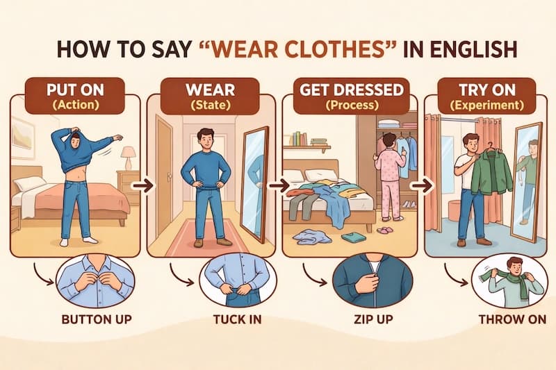 「服を着る」はput on?wear?ネイティブが使い分ける「動作」と「状態」の違い