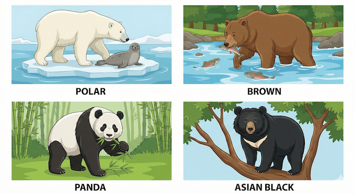 Four Types of Bears Illustrated / 4種類の熊の図鑑