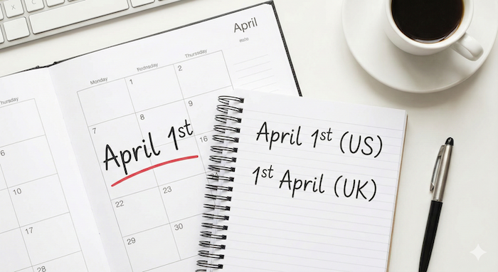 Planner showing English date formats. / è±èªã®æ¥ä»è¡šèšã瀺ãæåž³ã