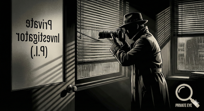 Private investigator in shadow. (影の中の私立探偵。)