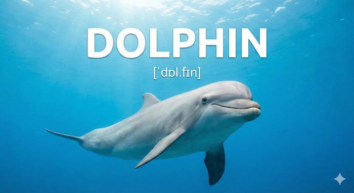 Friendly dolphin swimming underwater. 泳ぐフレンドリーなイルカ。