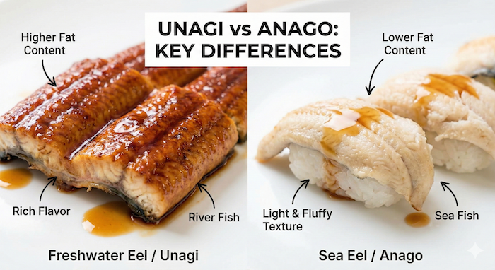 うなぎとアナゴの比較 (Unagi vs Anago Comparison)