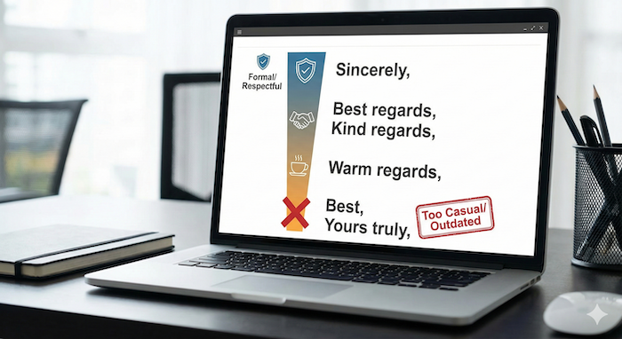 Professional business email sign-off gradient. / è±èªã¡ãŒã«ã®çµã³ããžãã¹ã°ã©ããŒã·ã§ã³ã
