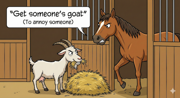 Goat annoying a horse / ヤギが馬をイライラさせる