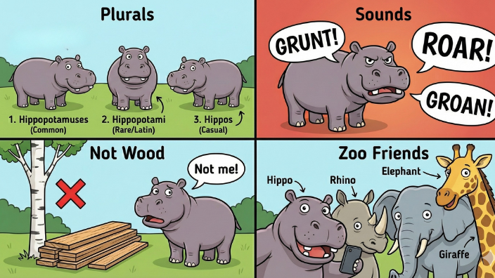 Collage of fun hippo trivia