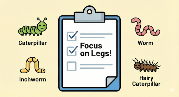 Checklist "Focus on Legs!" with icons. / 「足に注目!」のチェックリストとアイコン。
