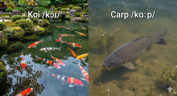 Koi vs Common Carp Comparison / 錦鯉と一般的な鯉の比較