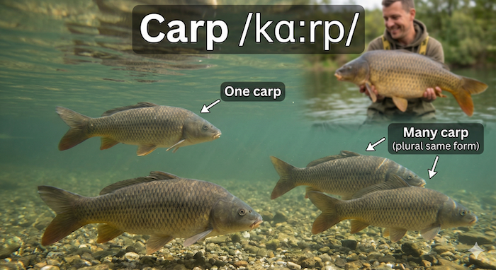 Common carp swimming in a river / 川を泳ぐ一般的な鯉
