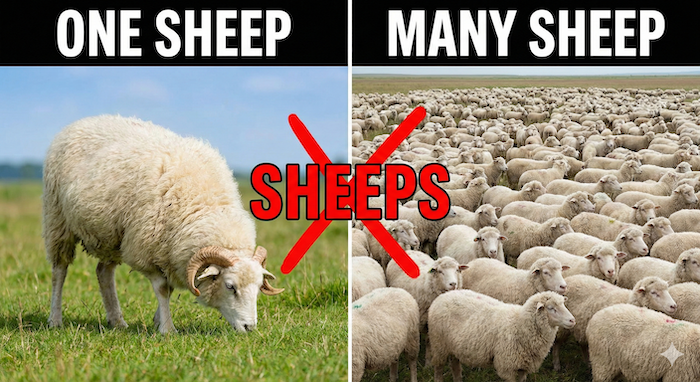 The Mystery of "Sheep" vs "Sheeps" 代æ¿ããã¹ãïŒSheep plural form comparison. çŸã®è€æ°åœ¢ã®æ¯èŒã