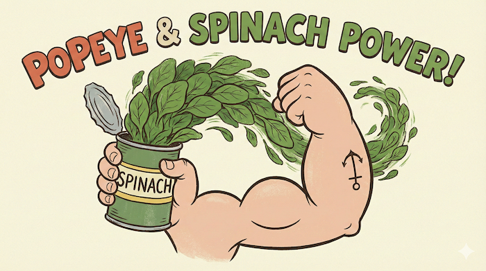 ポパイとほうれん草のパワー (Popeye and Spinach Power cartoon)
