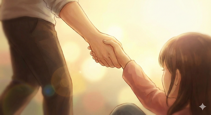 Helping hand illustration / 助け合いのイラスト