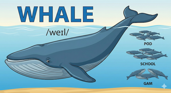 Educational illustration of a whale / 教育的なクジラのイラスト